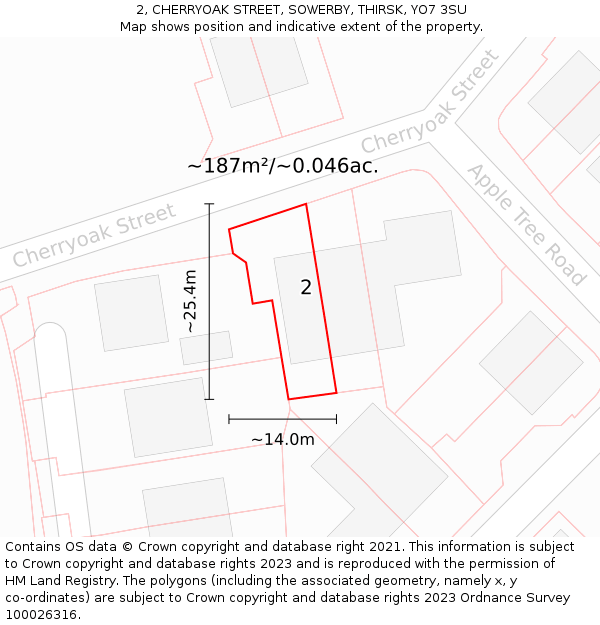 2, CHERRYOAK STREET, SOWERBY, THIRSK, YO7 3SU: Plot and title map