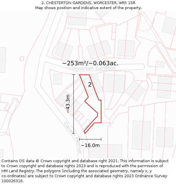 2, CHESTERTON GARDENS, WORCESTER, WR5 1SR: Plot and title map