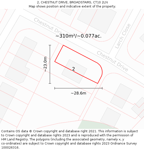 2, CHESTNUT DRIVE, BROADSTAIRS, CT10 2LN: Plot and title map