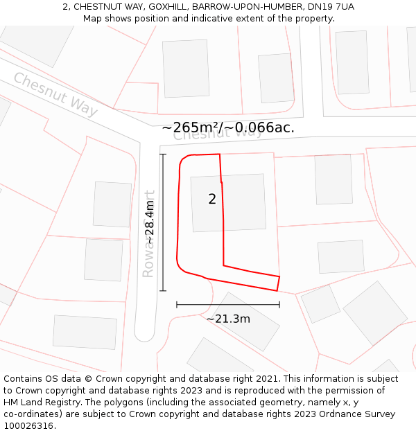 2, CHESTNUT WAY, GOXHILL, BARROW-UPON-HUMBER, DN19 7UA: Plot and title map