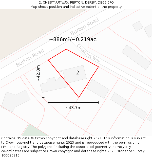 2, CHESTNUT WAY, REPTON, DERBY, DE65 6FQ: Plot and title map