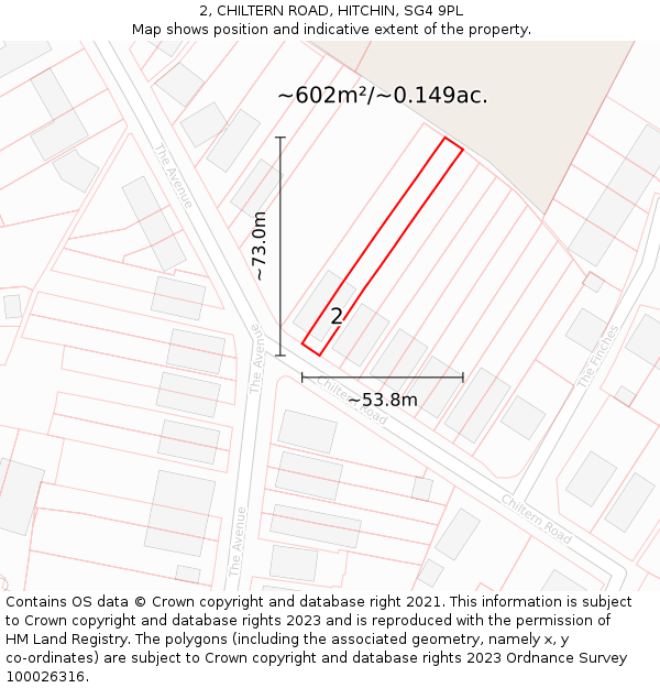 2, CHILTERN ROAD, HITCHIN, SG4 9PL: Plot and title map