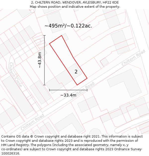 2, CHILTERN ROAD, WENDOVER, AYLESBURY, HP22 6DE: Plot and title map