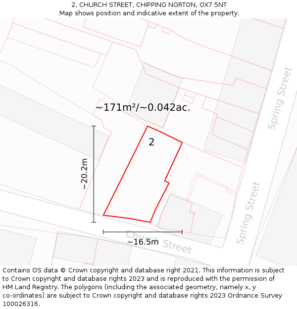 2, CHURCH STREET, CHIPPING NORTON, OX7 5NT: Plot and title map