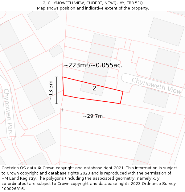 2, CHYNOWETH VIEW, CUBERT, NEWQUAY, TR8 5FQ: Plot and title map