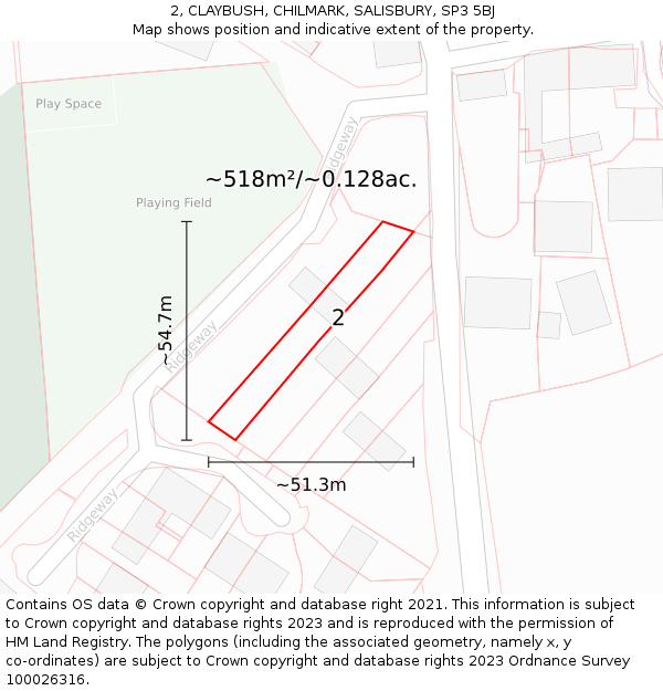 2, CLAYBUSH, CHILMARK, SALISBURY, SP3 5BJ: Plot and title map