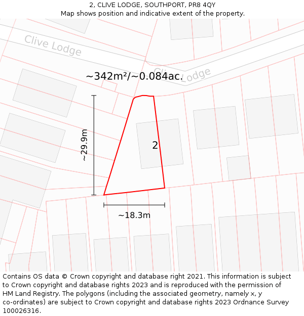 2, CLIVE LODGE, SOUTHPORT, PR8 4QY: Plot and title map