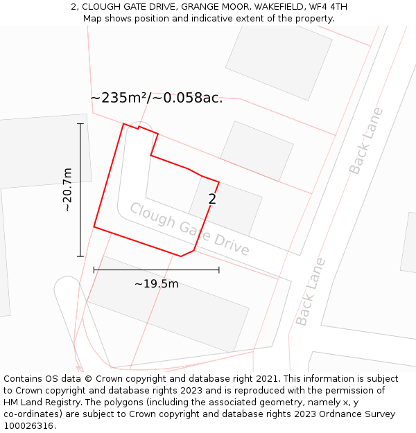 2, CLOUGH GATE DRIVE, GRANGE MOOR, WAKEFIELD, WF4 4TH: Plot and title map