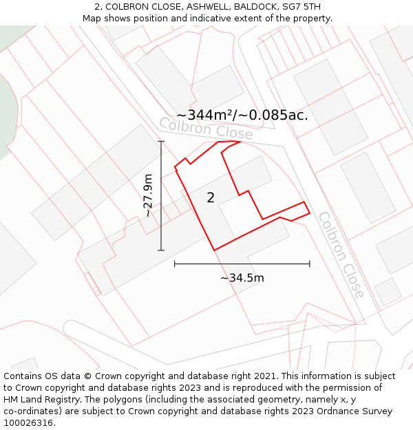 2, COLBRON CLOSE, ASHWELL, BALDOCK, SG7 5TH: Plot and title map