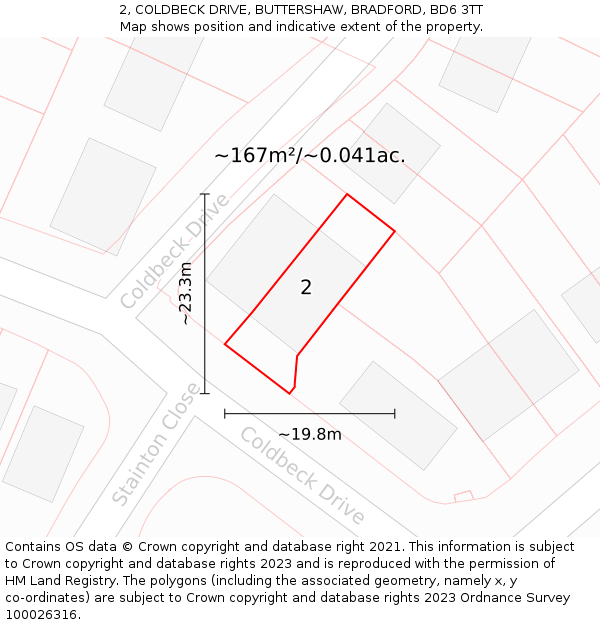 2, COLDBECK DRIVE, BUTTERSHAW, BRADFORD, BD6 3TT: Plot and title map