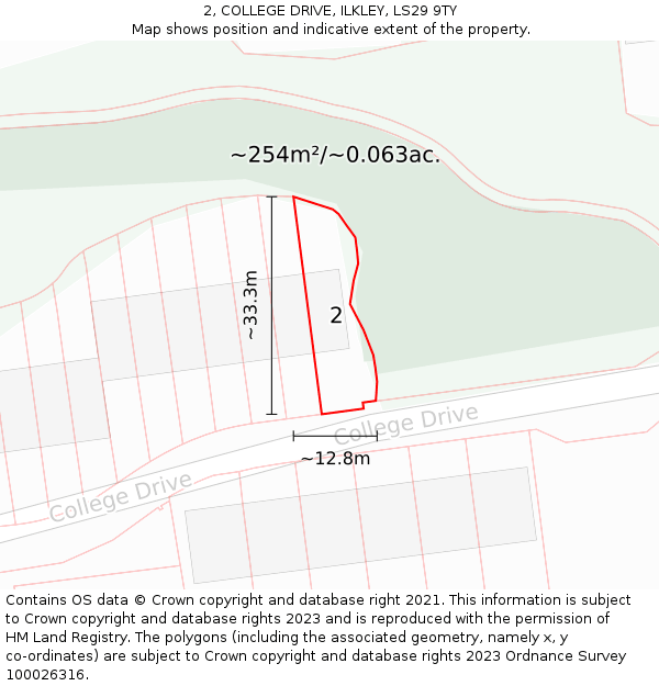 2, COLLEGE DRIVE, ILKLEY, LS29 9TY: Plot and title map