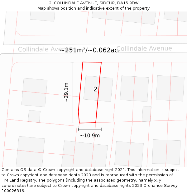2, COLLINDALE AVENUE, SIDCUP, DA15 9DW: Plot and title map
