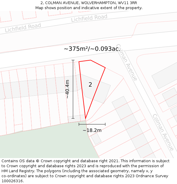 2, COLMAN AVENUE, WOLVERHAMPTON, WV11 3RR: Plot and title map