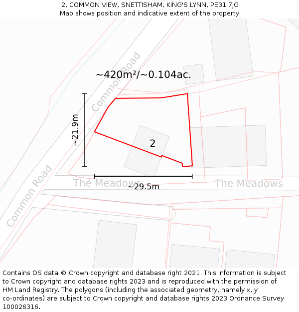 2, COMMON VIEW, SNETTISHAM, KING'S LYNN, PE31 7JG: Plot and title map