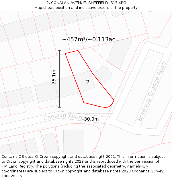 2, CONALAN AVENUE, SHEFFIELD, S17 4PG: Plot and title map