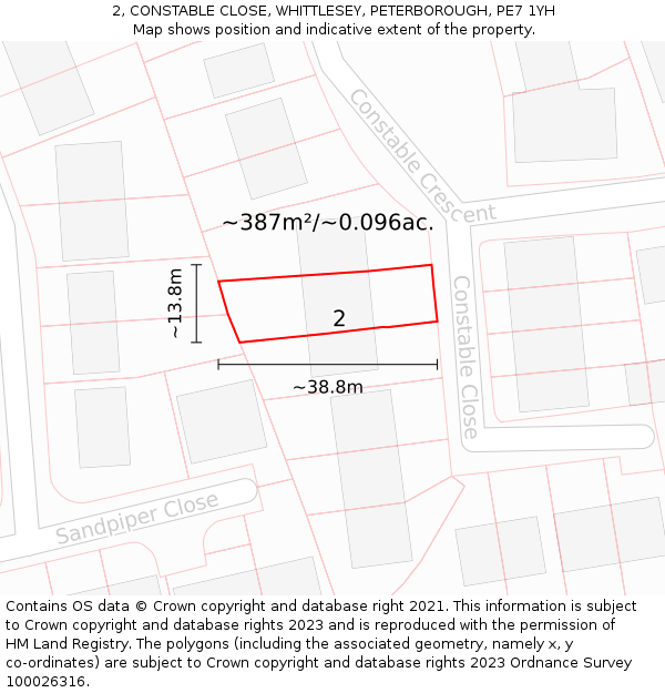 2, CONSTABLE CLOSE, WHITTLESEY, PETERBOROUGH, PE7 1YH: Plot and title map