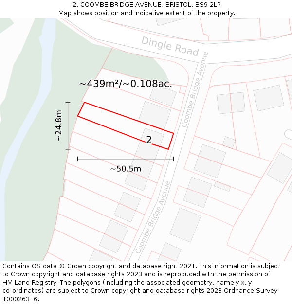 2, COOMBE BRIDGE AVENUE, BRISTOL, BS9 2LP: Plot and title map