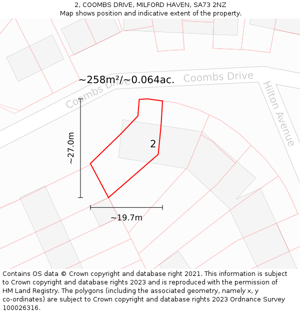2, COOMBS DRIVE, MILFORD HAVEN, SA73 2NZ: Plot and title map
