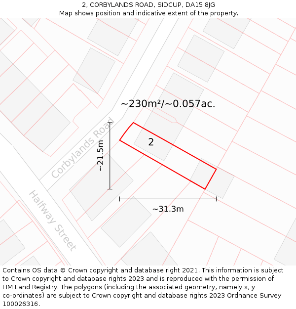 2, CORBYLANDS ROAD, SIDCUP, DA15 8JG: Plot and title map