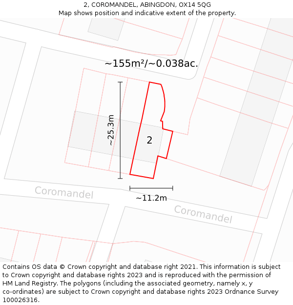 2, COROMANDEL, ABINGDON, OX14 5QG: Plot and title map