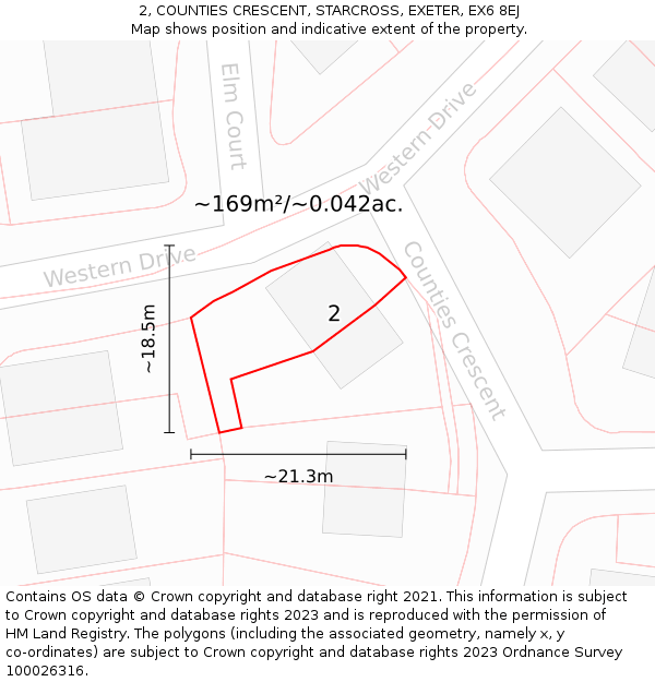 2, COUNTIES CRESCENT, STARCROSS, EXETER, EX6 8EJ: Plot and title map