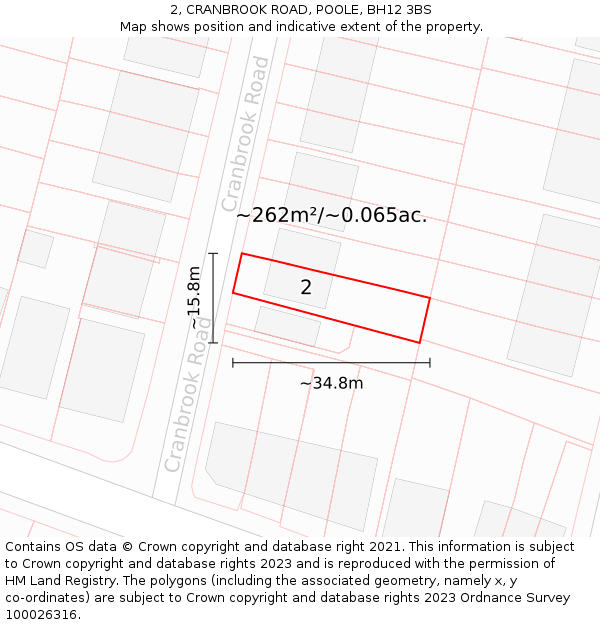 2, CRANBROOK ROAD, POOLE, BH12 3BS: Plot and title map