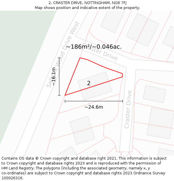 2, CRASTER DRIVE, NOTTINGHAM, NG6 7FJ: Plot and title map