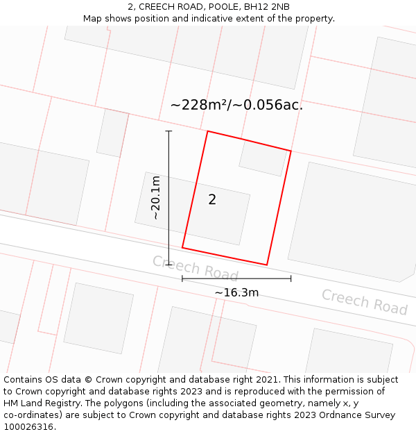 2, CREECH ROAD, POOLE, BH12 2NB: Plot and title map