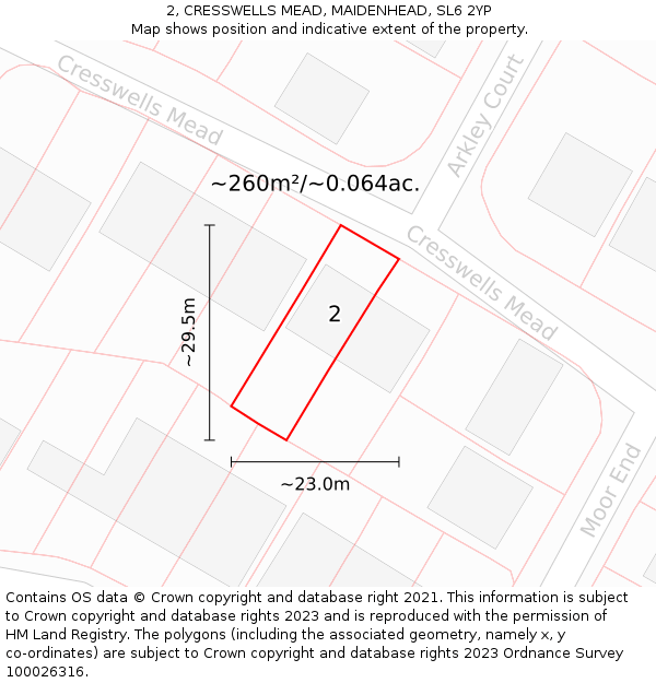 2, CRESSWELLS MEAD, MAIDENHEAD, SL6 2YP: Plot and title map