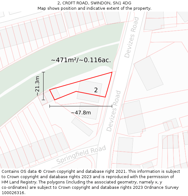2, CROFT ROAD, SWINDON, SN1 4DG: Plot and title map
