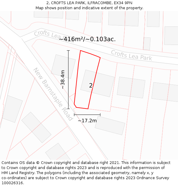 2, CROFTS LEA PARK, ILFRACOMBE, EX34 9PN: Plot and title map