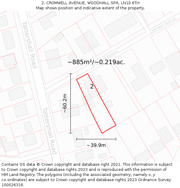 2, CROMWELL AVENUE, WOODHALL SPA, LN10 6TH: Plot and title map