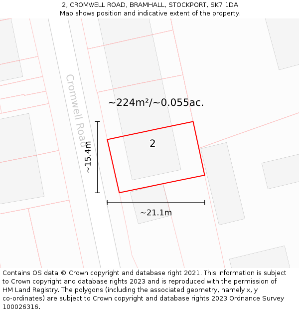 2, CROMWELL ROAD, BRAMHALL, STOCKPORT, SK7 1DA: Plot and title map