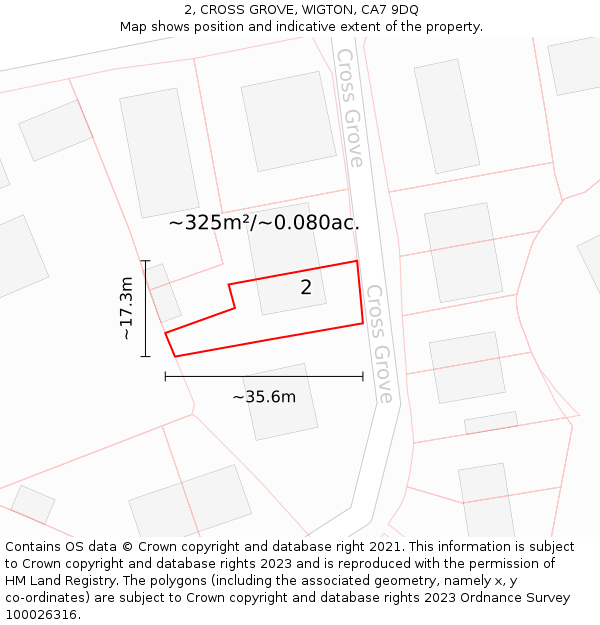 2, CROSS GROVE, WIGTON, CA7 9DQ: Plot and title map