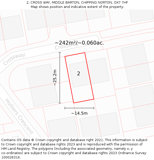 2, CROSS WAY, MIDDLE BARTON, CHIPPING NORTON, OX7 7HF: Plot and title map