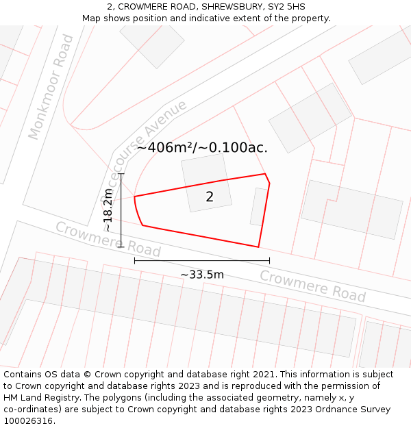 2, CROWMERE ROAD, SHREWSBURY, SY2 5HS: Plot and title map