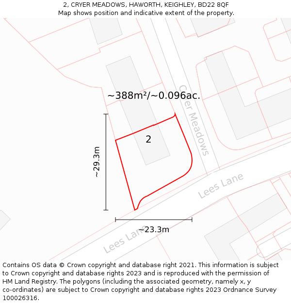 2, CRYER MEADOWS, HAWORTH, KEIGHLEY, BD22 8QF: Plot and title map