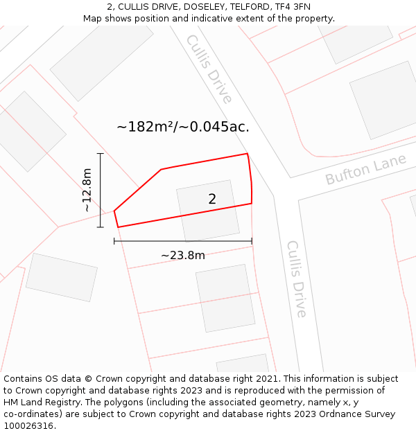 2, CULLIS DRIVE, DOSELEY, TELFORD, TF4 3FN: Plot and title map