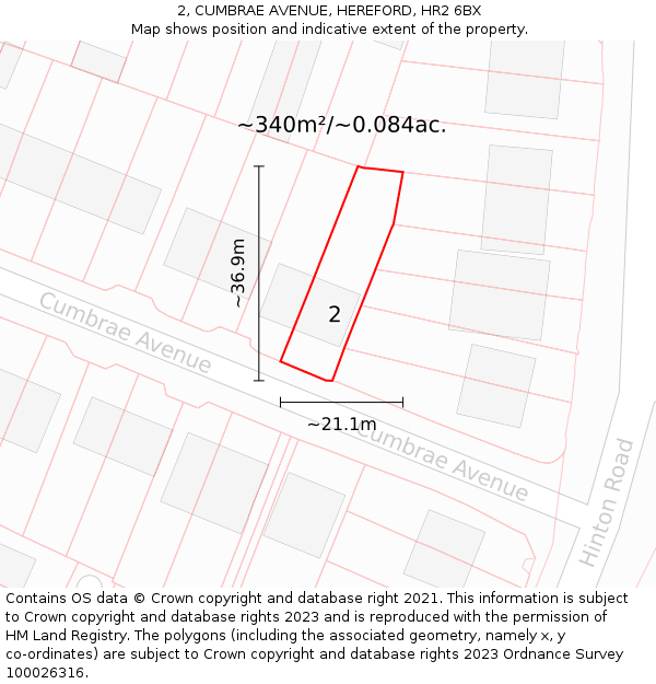 2, CUMBRAE AVENUE, HEREFORD, HR2 6BX: Plot and title map