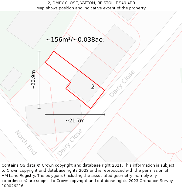 2, DAIRY CLOSE, YATTON, BRISTOL, BS49 4BR: Plot and title map