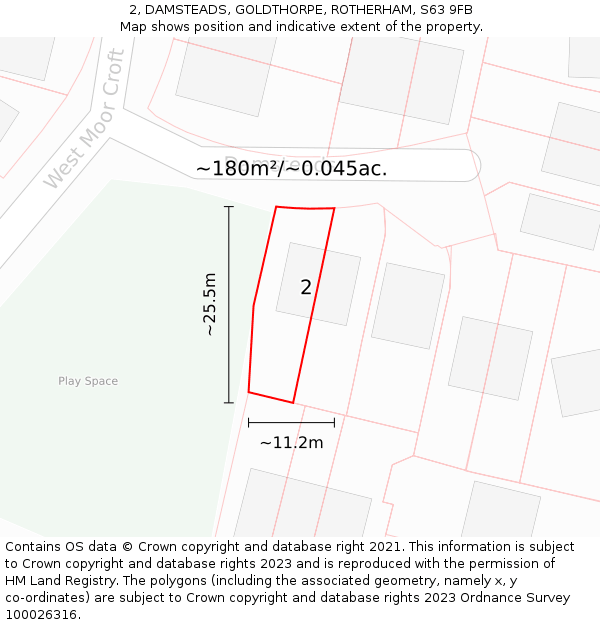 2, DAMSTEADS, GOLDTHORPE, ROTHERHAM, S63 9FB: Plot and title map
