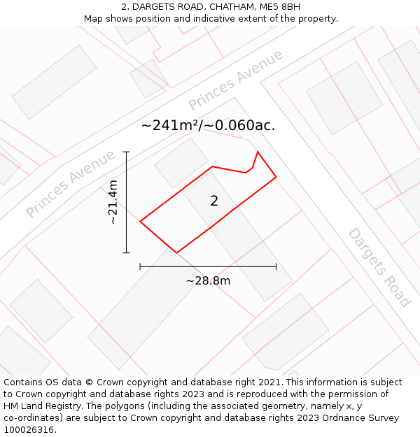 2, DARGETS ROAD, CHATHAM, ME5 8BH: Plot and title map
