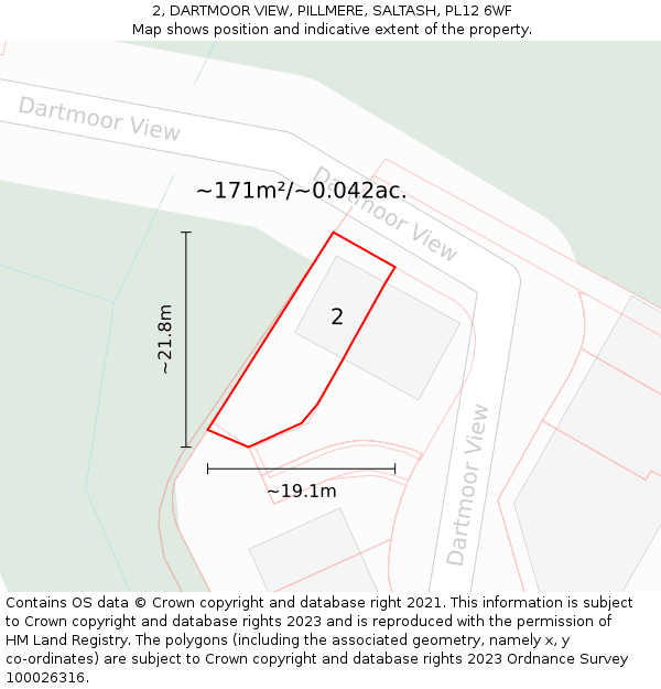 2, DARTMOOR VIEW, PILLMERE, SALTASH, PL12 6WF: Plot and title map