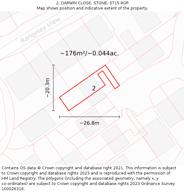 2, DARWIN CLOSE, STONE, ST15 8GR: Plot and title map
