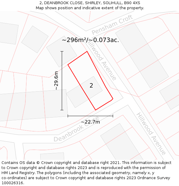 2, DEANBROOK CLOSE, SHIRLEY, SOLIHULL, B90 4XS: Plot and title map