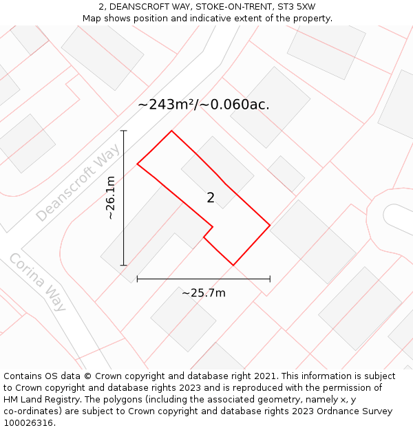 2, DEANSCROFT WAY, STOKE-ON-TRENT, ST3 5XW: Plot and title map