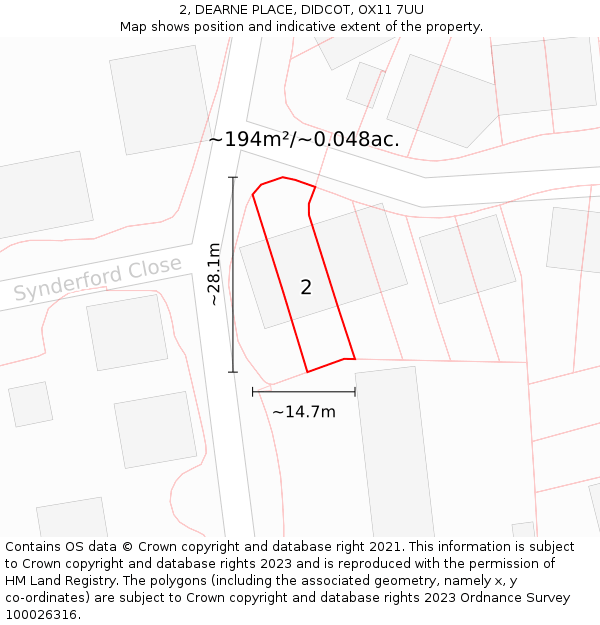 2, DEARNE PLACE, DIDCOT, OX11 7UU: Plot and title map
