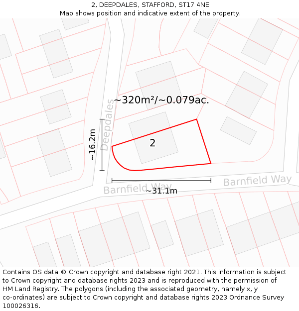 2, DEEPDALES, STAFFORD, ST17 4NE: Plot and title map