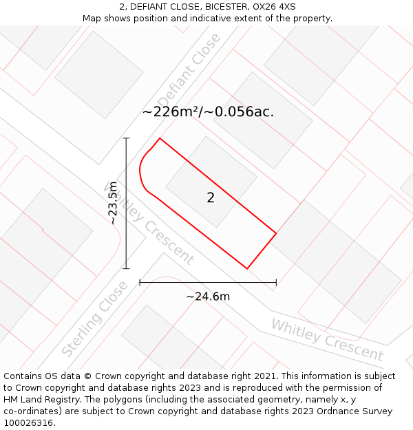 2, DEFIANT CLOSE, BICESTER, OX26 4XS: Plot and title map