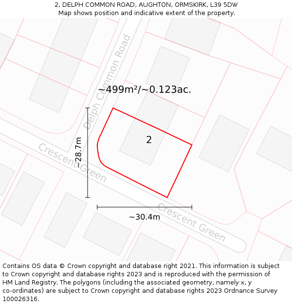2, DELPH COMMON ROAD, AUGHTON, ORMSKIRK, L39 5DW: Plot and title map